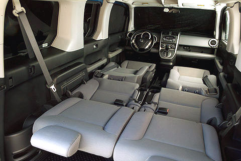 In the rear, this SUV has a removable bucket rear seat
